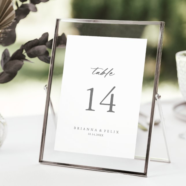 Chic Calligraphy Silver Wedding Table Number (Creator Uploaded)