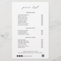 Chic Calligraphy Simple Elegant Price List