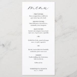 Chic Calligraphy Simple Elegant Wedding Menu