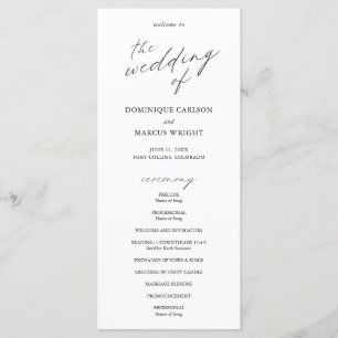 Chic Calligraphy Simple Elegant Wedding Programme