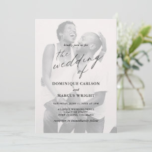 Chic Calligraphy Simple Photo Elegant Wedding Invitation