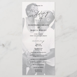 Chic Calligraphy Simple Photo Wedding Programme