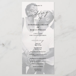 Chic Calligraphy Simple Photo Wedding Programme