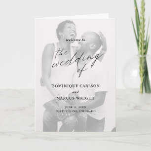 Chic Calligraphy Simple Photo Wedding Programme