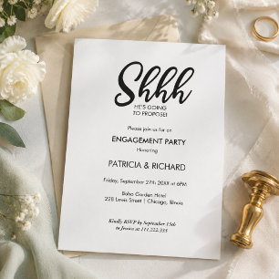 Chic Calligraphy Surprise Engagement Party Invitation