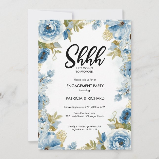 Chic Calligraphy Surprise Engagement Party Invitation (Front)
