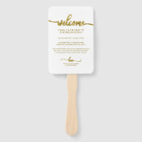 Chic Calligraphy Wedding Day Timeline Hand Fan