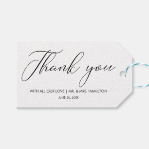 Chic Calligraphy Wedding Favours Thank You Gift Tags