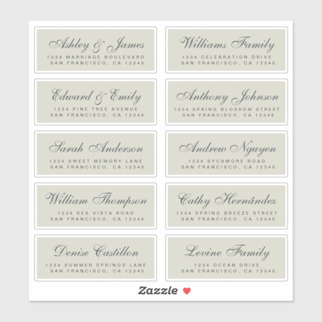 Chic Calligraphy Wedding Guest Address Labels (Sheet)