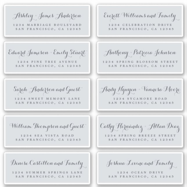 Chic Calligraphy Wedding Guest Address Labels (Front)