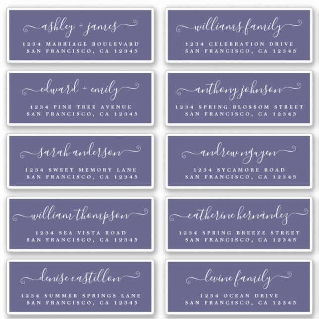 Chic Calligraphy Wedding Guest Address Labels (Front)