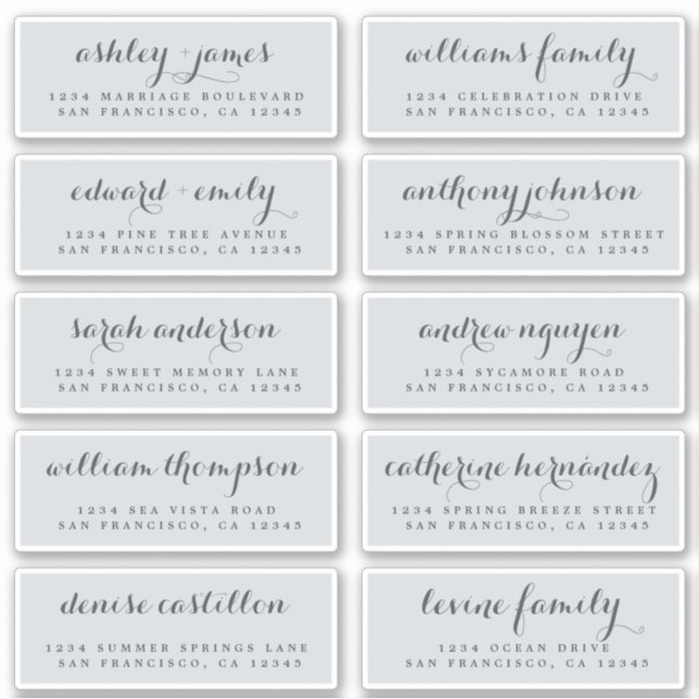 Chic Calligraphy Wedding Guest Address Labels (Front)