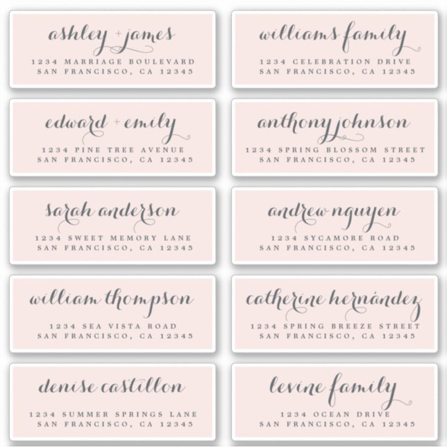 Chic Calligraphy Wedding Guest Address Labels (Front)