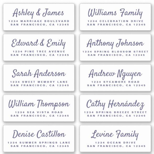 Chic Calligraphy Wedding Guest Address Labels (Front)