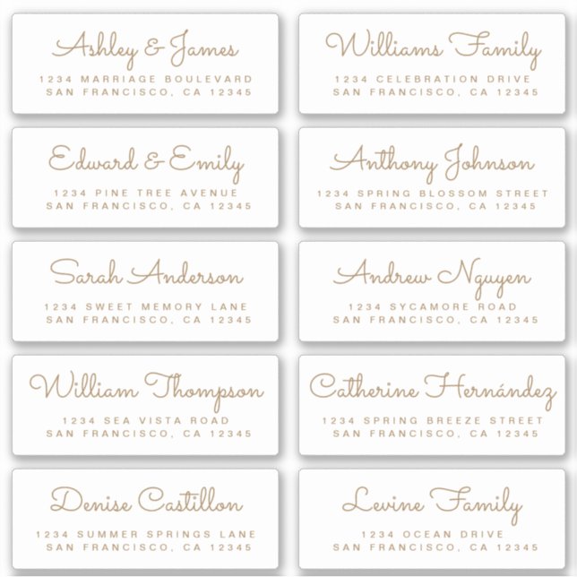 Chic Calligraphy Wedding Guest Address Labels (Front)