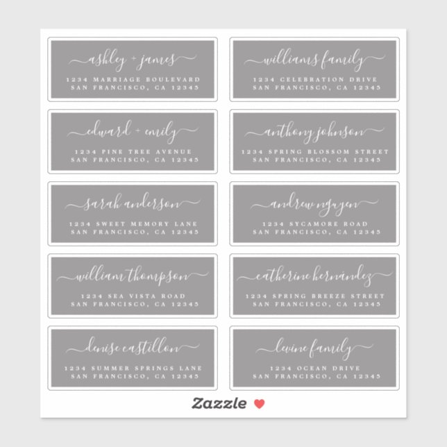 Chic Calligraphy Wedding Guest Address Labels (Sheet)