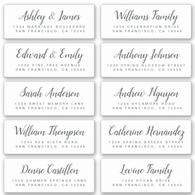 Chic Calligraphy Wedding Guest Address Labels (Front)