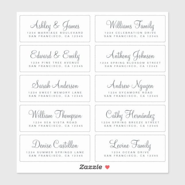 Chic Calligraphy Wedding Guest Address Labels (Sheet)