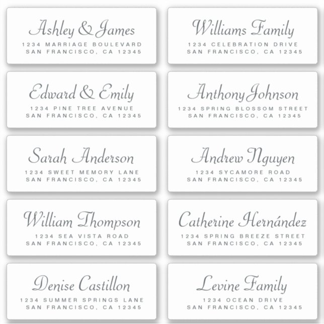 Chic Calligraphy Wedding Guest Address Labels (Front)