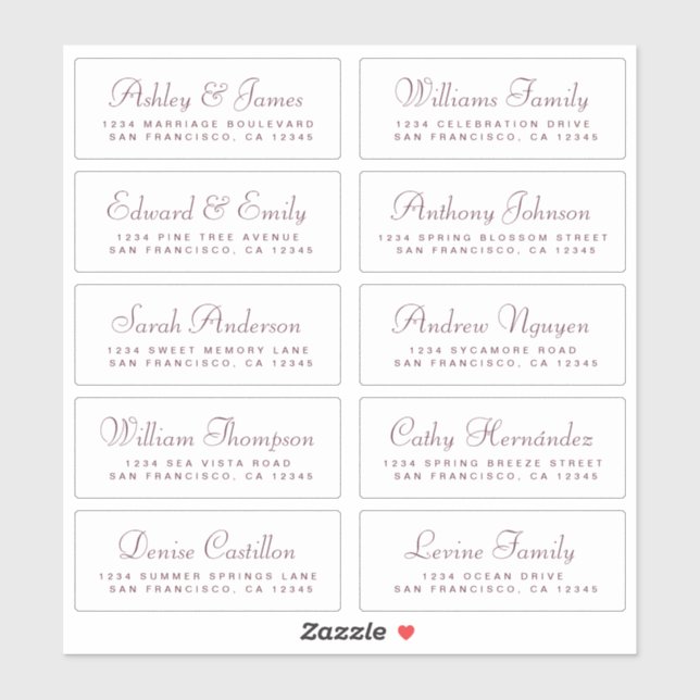 Chic Calligraphy Wedding Guest Address Labels (Sheet)