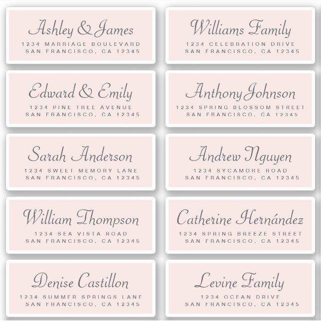 Chic Calligraphy Wedding Guest Address Labels (Front)