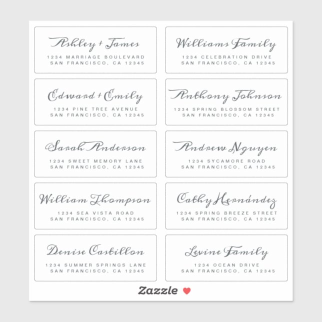 Chic Calligraphy Wedding Guest Address Labels (Sheet)