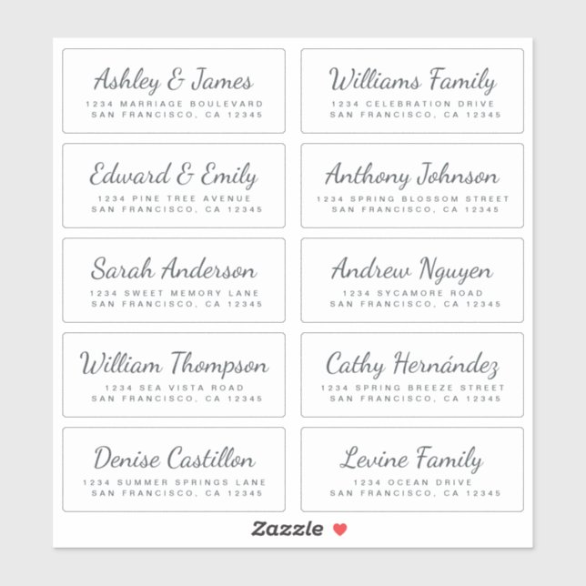 Chic Calligraphy Wedding Guest Address Labels (Sheet)