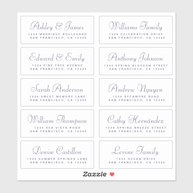 Chic Calligraphy Wedding Guest Address Labels (Sheet)