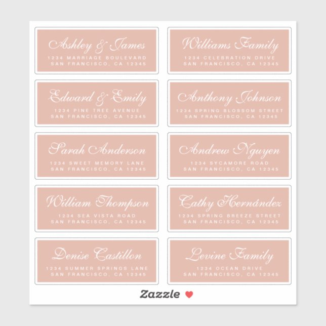 Chic Calligraphy Wedding Guest Address Labels (Sheet)