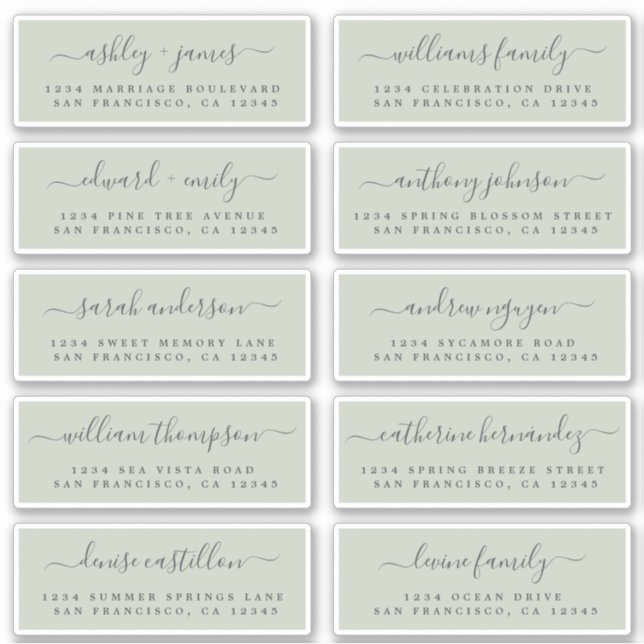 Chic Calligraphy Wedding Guest Address Labels (Front)