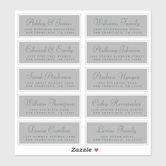 Chic Calligraphy Wedding Guest Address Labels (Sheet)