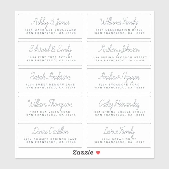 Chic Calligraphy Wedding Guest Address Labels (Sheet)