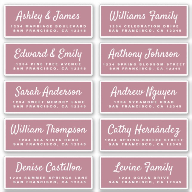 Chic Calligraphy Wedding Guest Address Labels (Front)