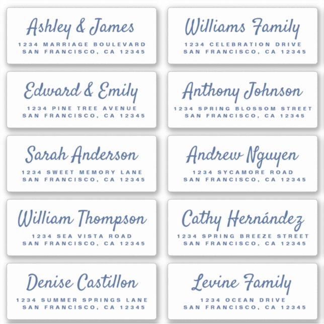 Chic Calligraphy Wedding Guest Address Labels (Front)