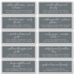 Chic Calligraphy Wedding Guest Address Labels<br><div class="desc">These chic, modern and simple wedding guest address labels feature your wedding guest names in white elegant handwritten script calligraphy on an off-black background. Simply add your individual wedding guest names and address. Easy to personalise, names and addresses / individual wedding address label stickers for guests. Exclusively designed for you...</div>