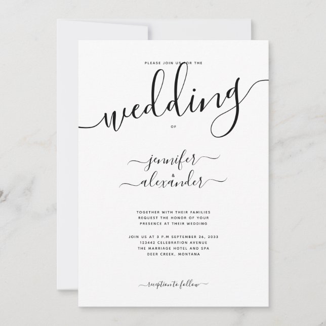 Chic Calligraphy Wedding Invitation (Front)