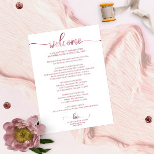 Chic Calligraphy Wedding Itinerary Invitation