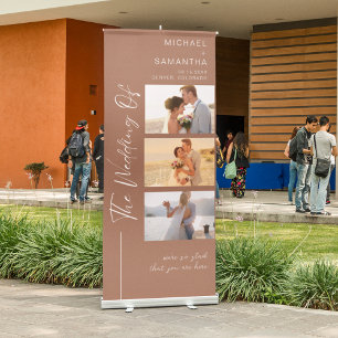 Chic Calligraphy Wedding Photo Welcome Retractable Banner