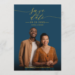 Chic Calligraphy Wedding Save The Date Photo Invitation