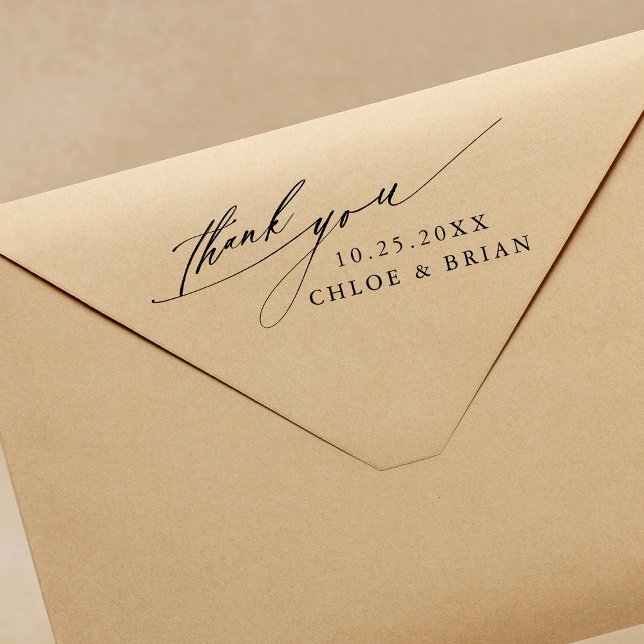 Chic Calligraphy Wedding Thank You Rubber Stamp (Creator Uploaded)
