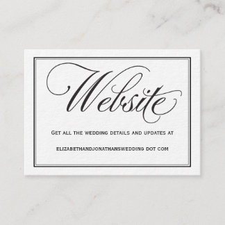 Chic Calligraphy Wedding Website Information Card