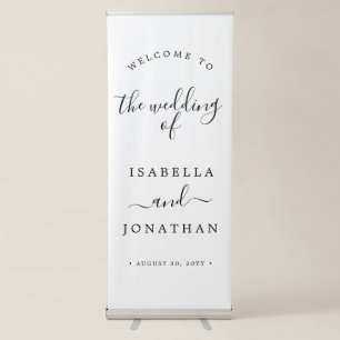 Chic Calligraphy Wedding Welcome Black and white Retractable Banner