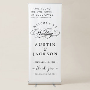 Chic Calligraphy Wedding Welcome Retractable Banne Banner