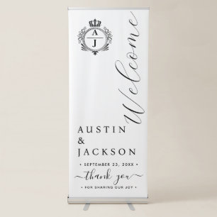 Chic Calligraphy Wedding Welcome Retractable Banne Banner