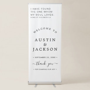 Chic Calligraphy Wedding Welcome Retractable Banne Banner