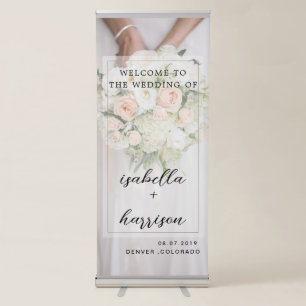 Chic Calligraphy Wedding Welcome Retractable Banne Banner