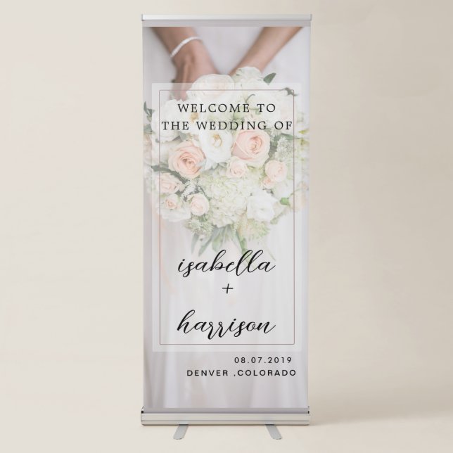 Chic Calligraphy Wedding Welcome Retractable Banne Banner (Front)