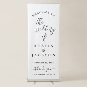 Chic Calligraphy Wedding Welcome Retractable Banne Banner