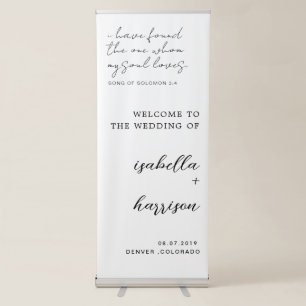Chic Calligraphy Wedding Welcome Retractable Banne Banner