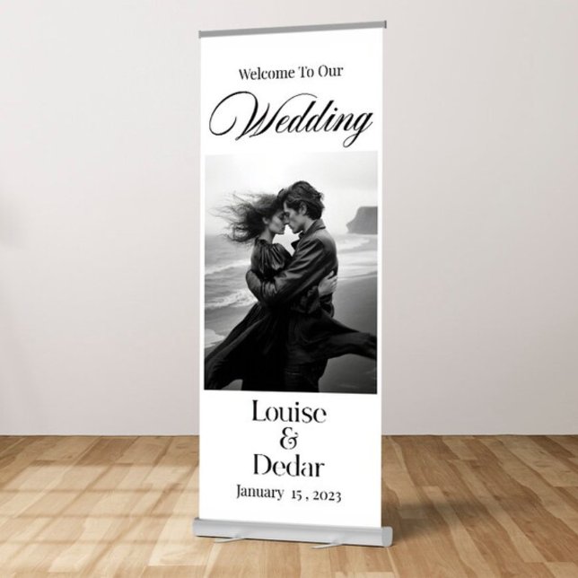 Chic Calligraphy Wedding Welcome Retractable Banne Banner (Creator Uploaded)